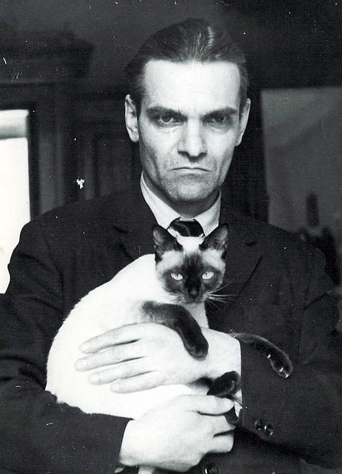 Soviet linguist Yuri Knorozov with his Siamese cat Asya
